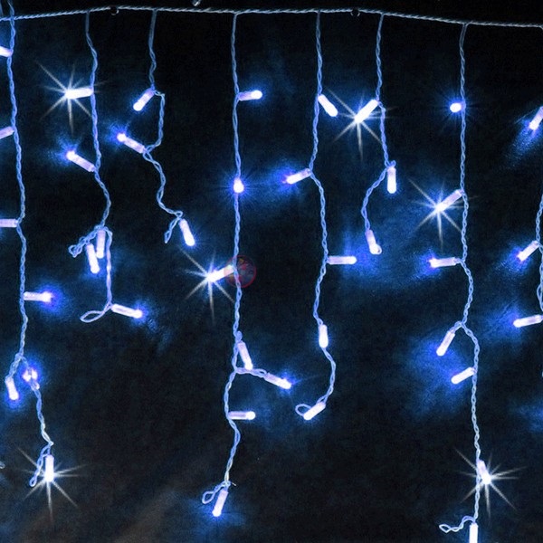 Светодиодная гирлянда-бахрома, 3*0.7м, синяя, мерцающая