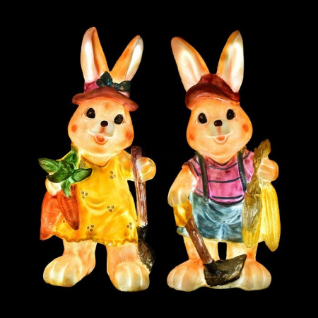 Объемная фигура из стекловолокна "Зайчик с кукурузой", 32*28*68 см, с трансформатором