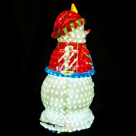 Объемная фигура из стекловолокна "Снеговик с подарком и звездочкой" 130*85*65 см, с трансформаторомтором