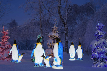 Объемная фигура из стекловолокна "Пингвин папа", 130*75*35 см, с трансформатором