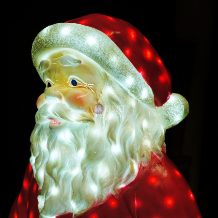 Объемная фигура из стекловолокна "Санта с мешком и фонариком" 120*80*60 см, с трансформатором