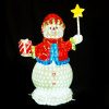 Объемная фигура из стекловолокна "Снеговик с подарком и звездочкой" 130*85*65 см, с трансформаторомтором