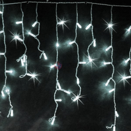 Светодиодная гирлянда-бахрома, 5*0.7м, белая, мерцающая