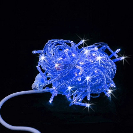 Гирлянда светодиодная Стринг Лайт, синяя, мерцающая, 10м