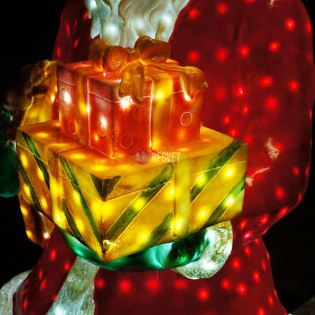 Объемная фигура из стекловолокна "Санта с подарками" 170*85*65 см, с трансформатором