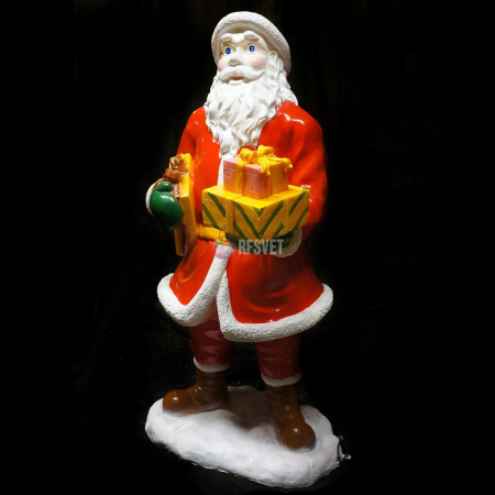 Объемная фигура из стекловолокна "Санта с подарками" 170*85*65 см, с трансформатором