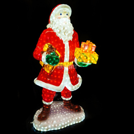 Объемная фигура из стекловолокна "Санта с подарками" 170*85*65 см, с трансформатором