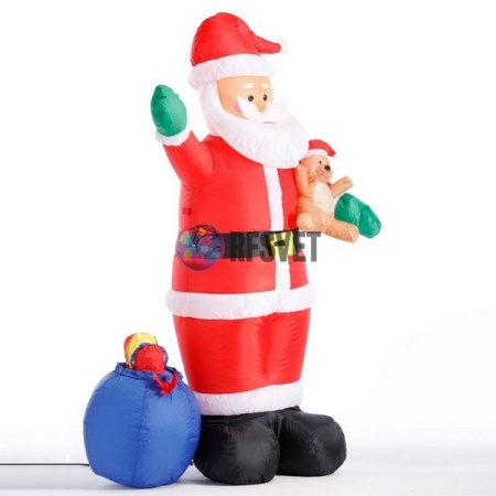 Фигура надувная «Дед Мороз с мешком и медвежонком», 180 см