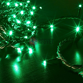 Светодиодная гирлянда (LED ТвинклЛайт) 10м, зеленые диоды, с контр.