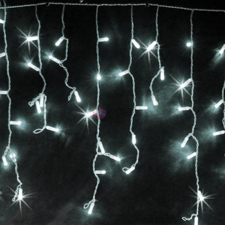 Гирлянда-бахрома светодиодная, 4.8*0.6м, белая, мерцающая