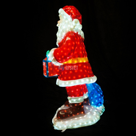 Объемная фигура из стекловолокна "Санта с мешком и фонариком" 120*80*60 см, с трансформатором