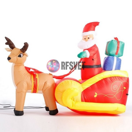 Фигура надувная «Олень с санями», 180 см