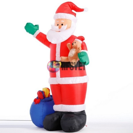 Фигура надувная «Дед Мороз с мешком и медвежонком», 180 см