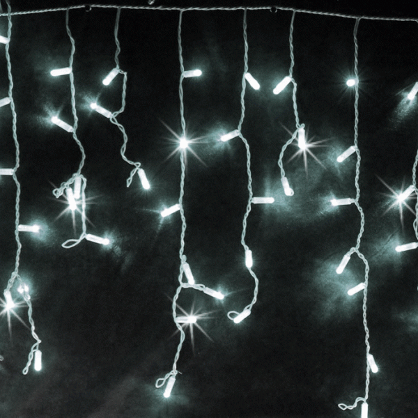 Гирлянда-бахрома светодиодная, 4.8*0.6м, белая, мерцающая