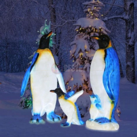 Объемная фигура из стекловолокна "Пингвин папа", 130*75*35 см, с трансформатором