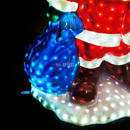 Объемная фигура из стекловолокна "Санта с мешком и фонариком" 120*80*60 см, с трансформатором