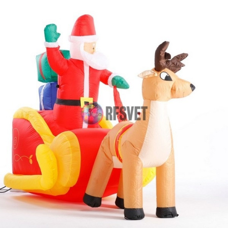 Фигура надувная «Олень с санями», 180 см