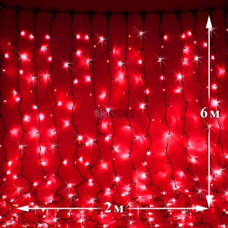Светодиодный дождь (LED Плей Лайт), 2*6 м, красный, мерцающий