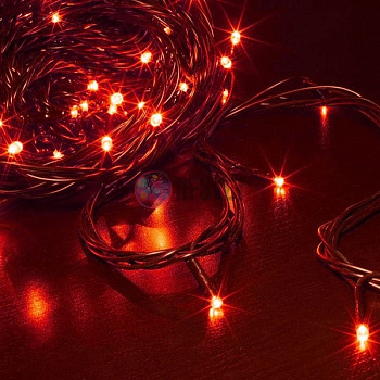Светодиодная гирлянда (LED ТвинклЛайт) 10м, красные диоды с контр.
