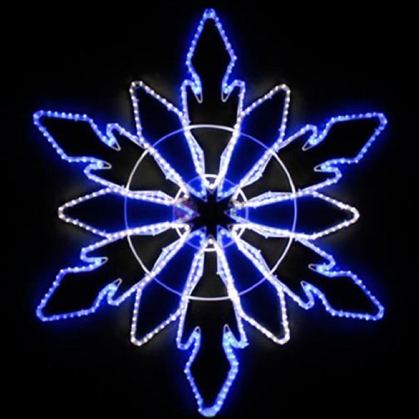 Светодиодная фигура. Светодиодная "Большая Снежинка" бело-синяя, 93*93см