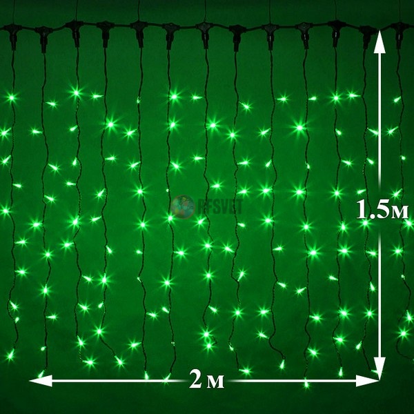 Световой дождь (LED Плей Лайт), 2*1.5м, зеленый