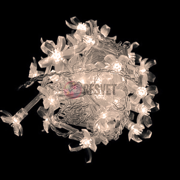Светодиодная гирлянда "Цветки сакуры", 10м, теплый белый