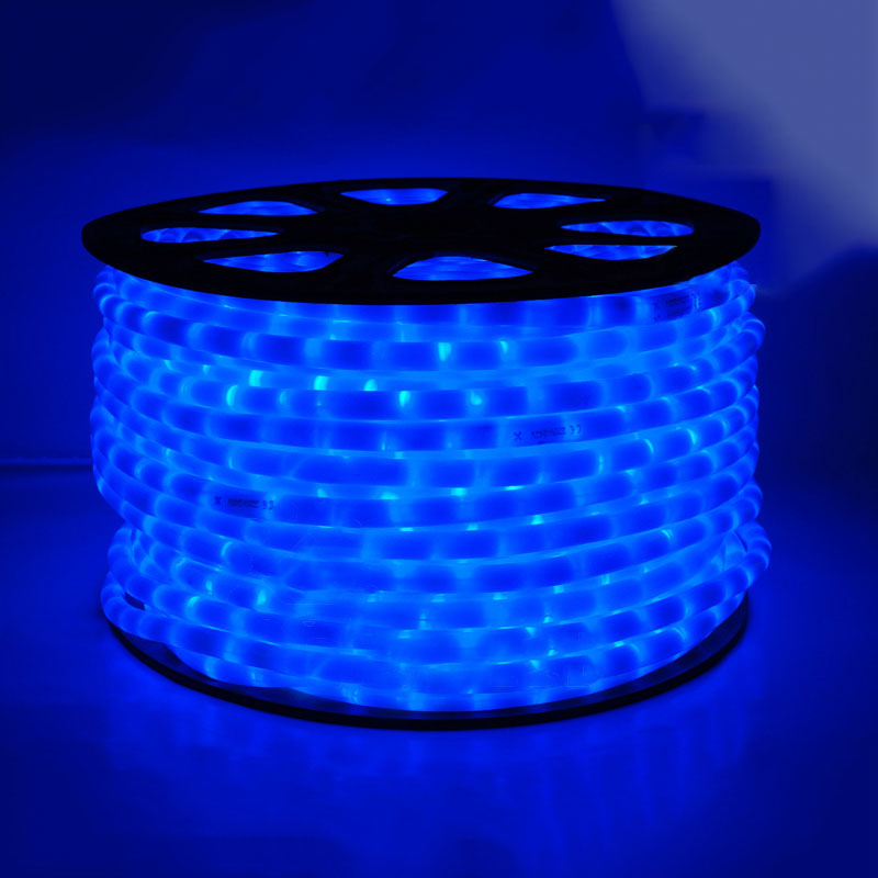 Дюралайт светодиодный двухжильный (фиксинг), ПВХ молочного цвета, 13 мм, синий
