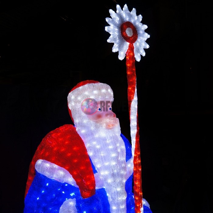 Световая фигура акриловая «Дед Мороз», в синей шубе, 200 см