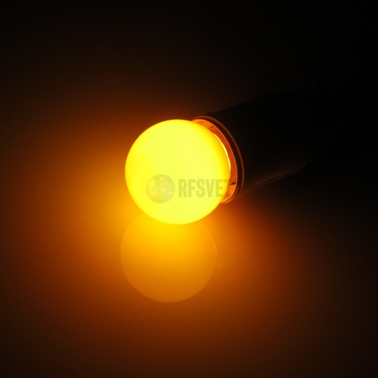 LED Лампа Е27, цвет:оранжевый, 5 диодов D45мм, н/з