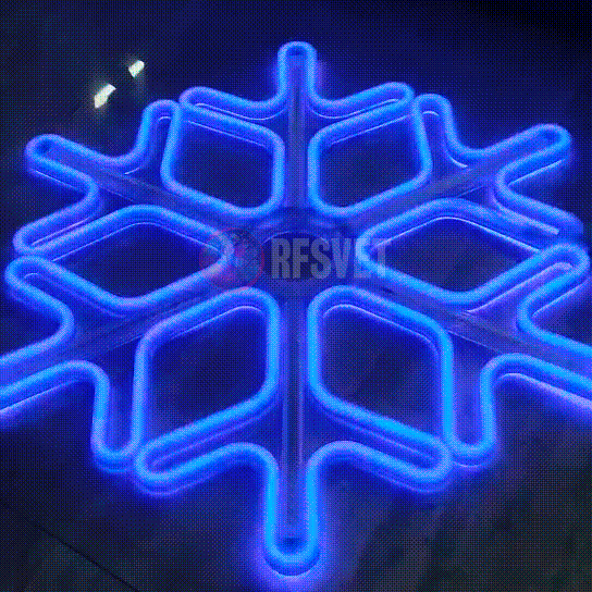 Светодиодная снежинка с динамикой, 60*60см, синяя