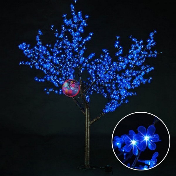 Световое дерево «Сакура», диаметр 1.5 м, высота 1.9 м, 864 лепестка, синее