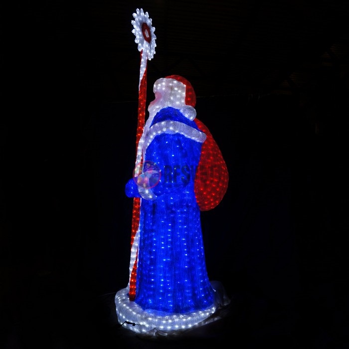 Световая фигура акриловая «Дед Мороз», в синей шубе, 200 см