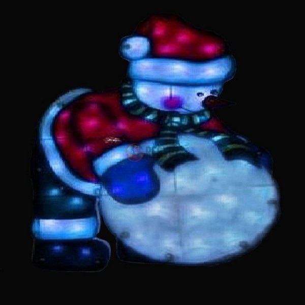 Световая фигура. Яркий Снеговик и снежный ком