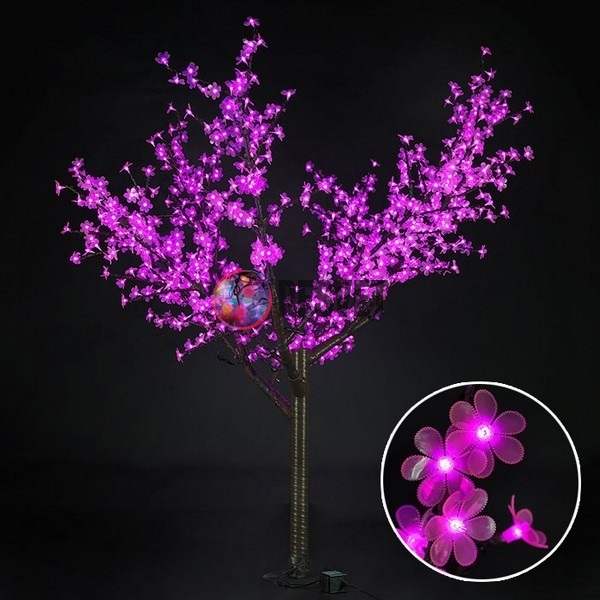 Световое дерево «Сакура», диаметр 1.5 м, высота 1.9 м, 972 лепестка, розовое