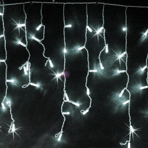 Светодиодная гирлянда-бахрома, 5*0.7м, белая, мерцающая