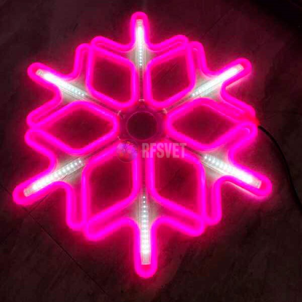 Светодиодная снежинка с динамикой, 60*60см, розовая