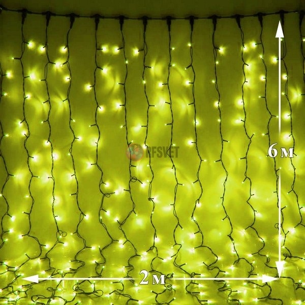 Световой дождь (LED Плей Лайт), 2*6м, желтый