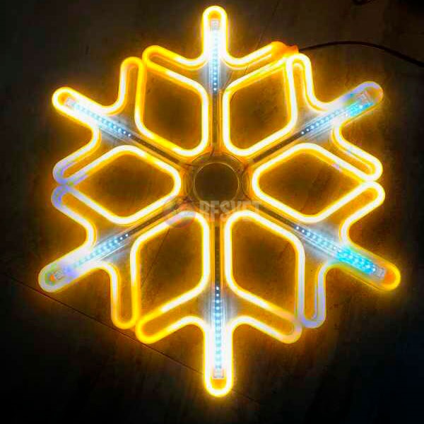 Светодиодная снежинка с динамикой, 60*60см, желтая