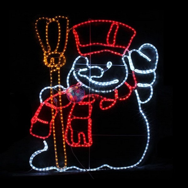 Светодиодная фигура "Снеговик с метлой", 100*123см