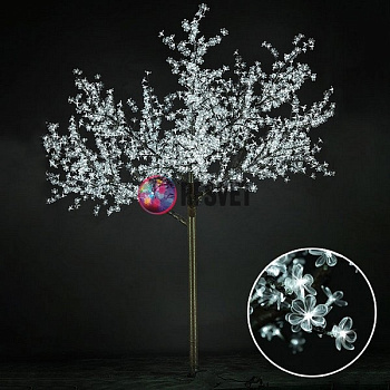 Световое дерево «Сакура», диаметр 2.0 м, высота 2.5 м, 1728 лепестков, белое