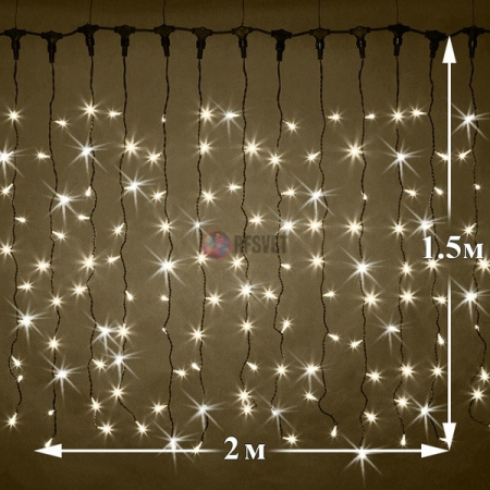 Светодиодный дождь (LED Плей Лайт), 2*1.5 м, теплый белый, мерцающий