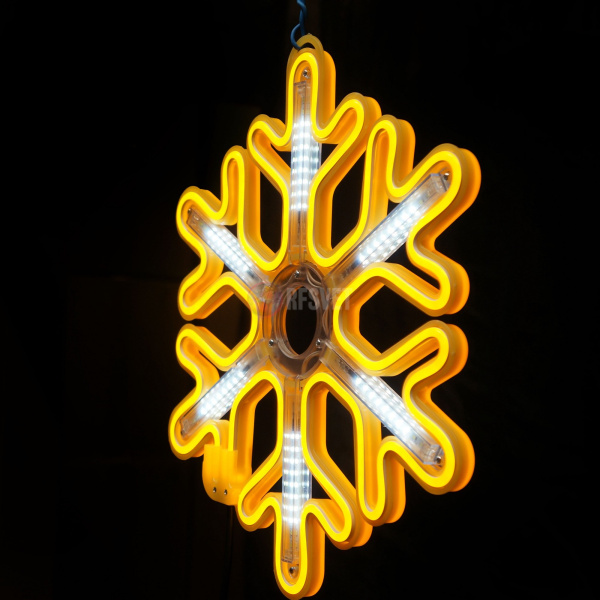 Светодиодная снежинка с динамикой, 40*40см, желтая
