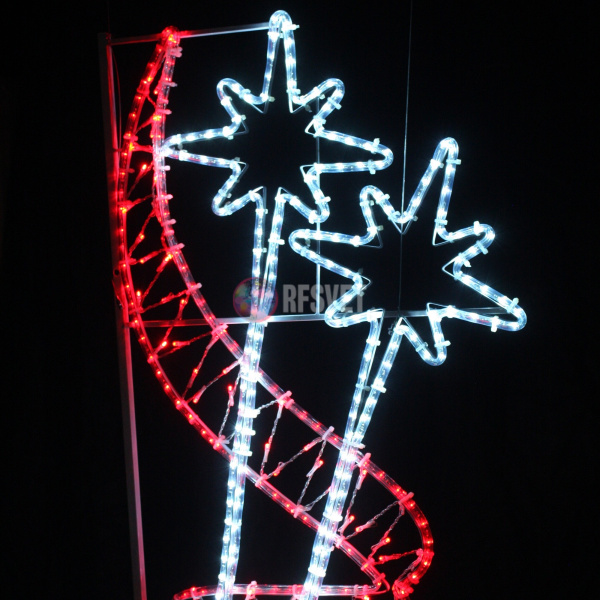 Светодиодная консоль "Две  звезды и  лента" 150х60 см