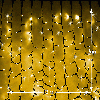 Светодиодный дождь (LED Плей Лайт), 2*3 м, желтый, мерцающий