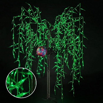 Светодиодное дерево «Ива плакучая», 1.5*0.6 м, зеленая