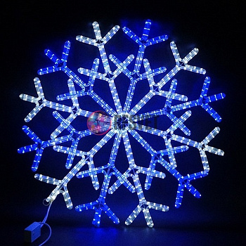 Светодиодная фигура. Светодиодная "Большая Снежинка" бело-синяя, 90*90см