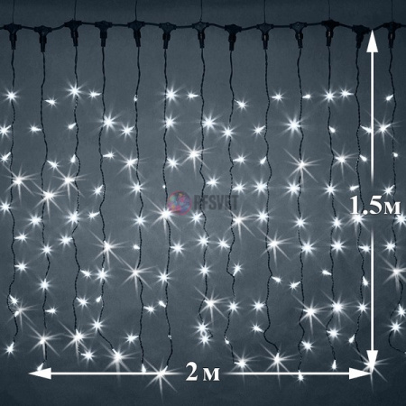 Светодиодный дождь (LED Плей Лайт), 2*1.5 м, белый, мерцающий