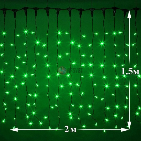 Световой дождь (LED Плей Лайт), 2*1.5м, зеленый