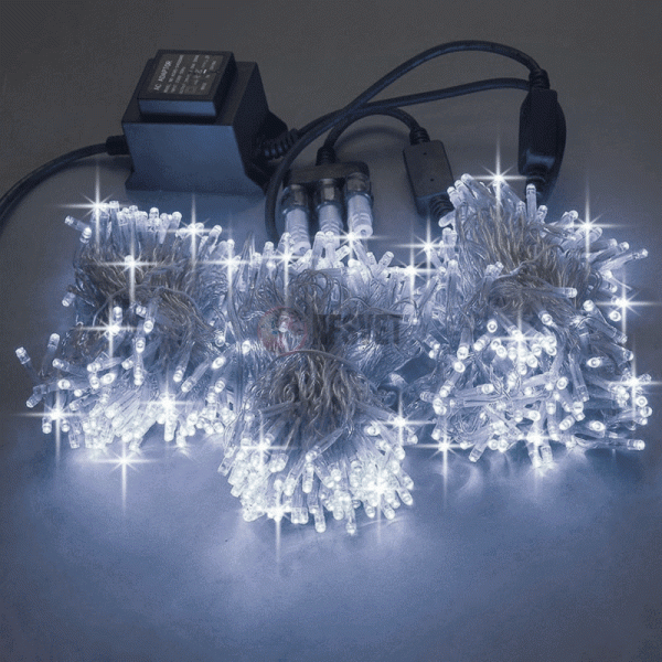 Гирлянда на деревья, 3 нитb по 20 м, с трансф, ,белый, мерцающий