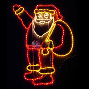 Светодиодная фигура "Дед Мороз с мешком подарков", 100*100см